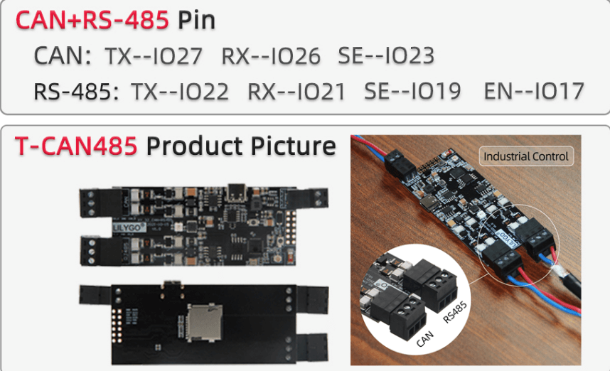 T-CAN485 ESP32 CAN RS-485 Supports TF Card WIFI Bluetooth Wireless IOT Engineer Control Module Development Board