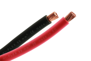 Fleksibelt sort batterikabel med formonteret kabelsko